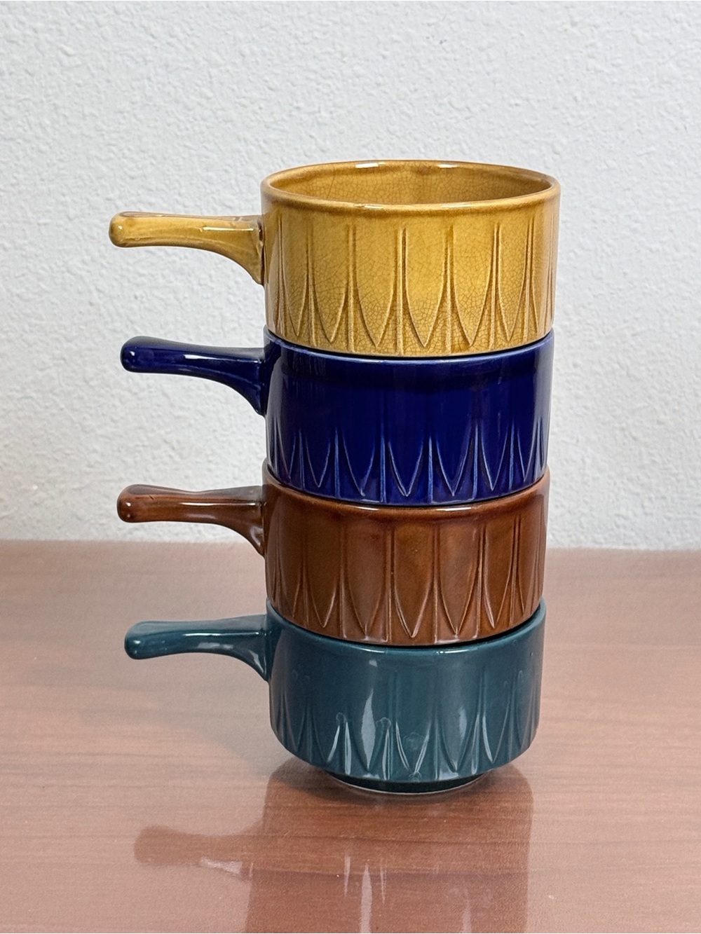 Vintage Tams Stackable Ceramic Soup Bowls 70s Made in England